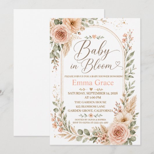 Faire-Part de Naissance Baby in Bloom (Devant / Derrière)