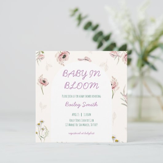 faire-part de naissance Baby in Bloom (Debout devant)