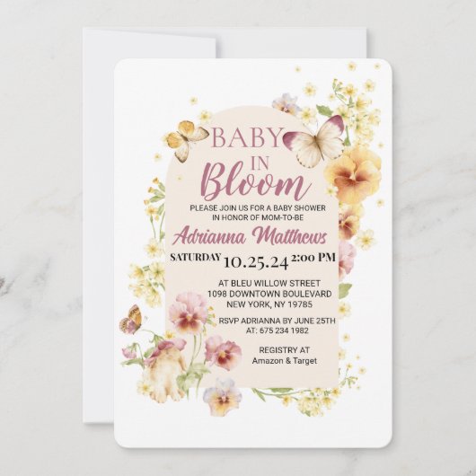 Faire-Part de Naissance Baby In Bloom (Devant)