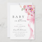 Faire-part de naissance Baby In Bloom Ruban Rose (Devant)