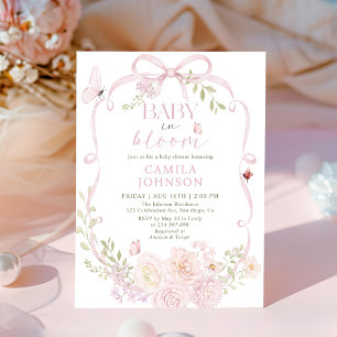Faire-part de naissance Baby in Bloom Ruban Rose
