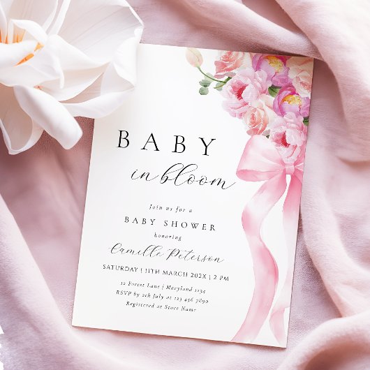 Faire-part de naissance Baby In Bloom Ruban Rose