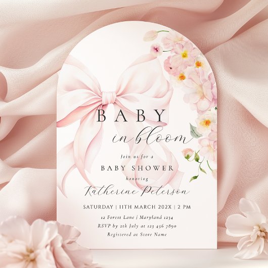 Faire-part de naissance Baby In Bloom Ruban Rose