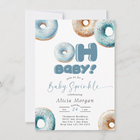 Faire-part de naissance Baby Sprinkle | Beignet | (Devant)