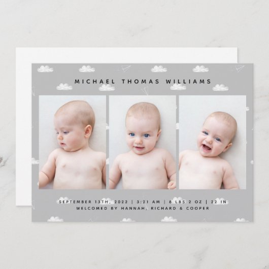 Faire-part de naissance BÉBÉ (Devant / Derrière)