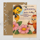 Faire-part de naissance bébé abeille mignonne, G (Devant / Derrière)