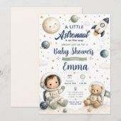 Faire-part de naissance bébé astronaute à l'aquare (Devant / Derrière)