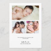 Faire-part de Naissance Bébé avec Plusieurs Photos (Dos)