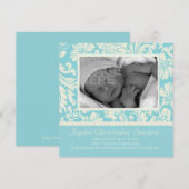 Faire-part de naissance - Bébé bleu floral (Devant / Derrière)
