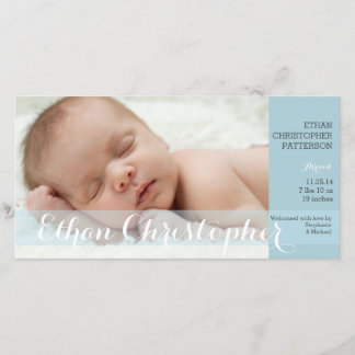 Faire-part de naissance bébé bleu moderne Photocar