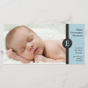 Faire-part de naissance bébé bleu moderne Photocar
