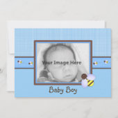 Faire-part de naissance bébé Brown et bleu (Devant)