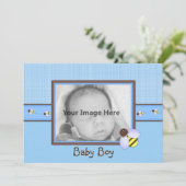 Faire-part de naissance bébé Brown et bleu (Debout devant)