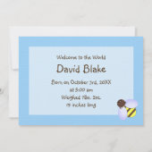 Faire-part de naissance bébé Brown et bleu (Dos)