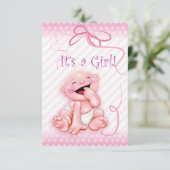 Faire-part de naissance bébé "C’est une fille" (Debout devant)