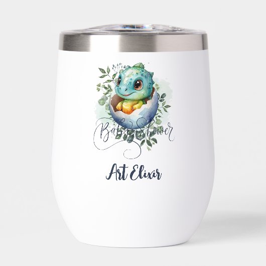 Faire-part de Naissance Bébé Caille Dinosaur Eau (Avant)