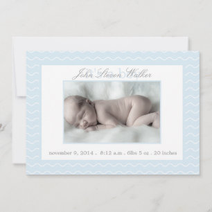 Faire-part de naissance bébé Chevron bleu et blanc