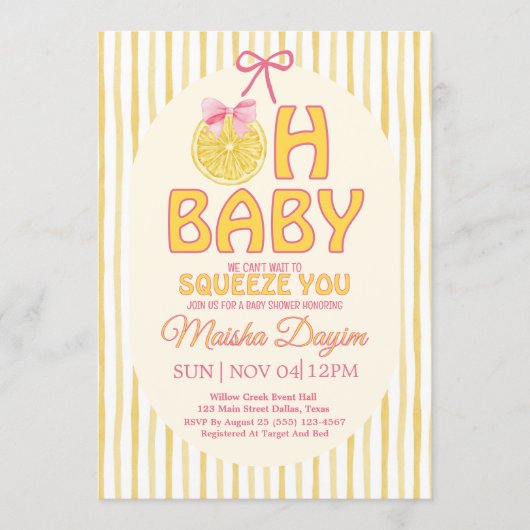 Faire-Part de Naissance Bébé Citron Oh Baby (Devant)