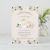 faire-part de naissance bébé citrouille dorée fleu (Debout devant)