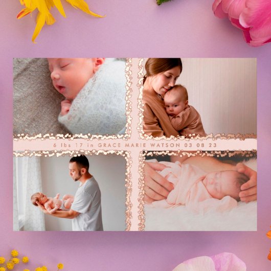 faire-part de naissance bébé collage photo minimal