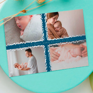 faire-part de naissance bébé collage photo minimal