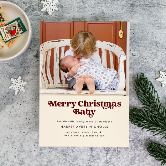Faire-part de naissance bébé de Noël Cream