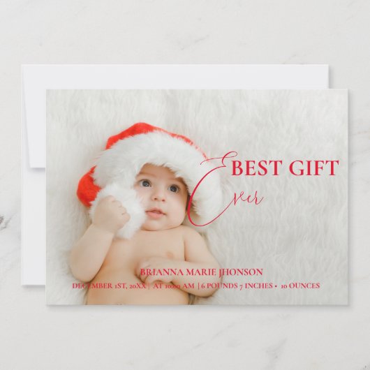 Faire-part de naissance bébé de Noël et Carte de r (Devant)