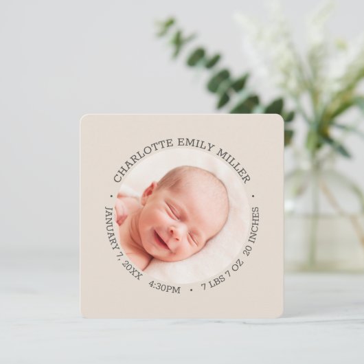 Faire-part de naissance bébé élégant moderne Carte (Debout devant)