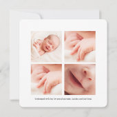 Faire-part de naissance bébé élégant moderne Carte (Dos)