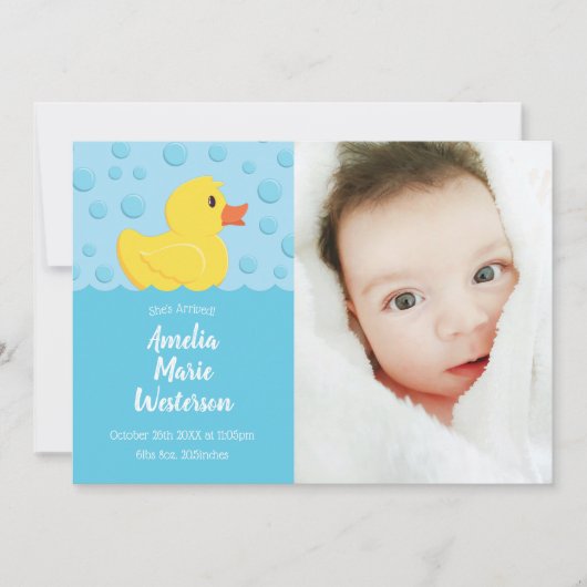 Faire-part de naissance bébé en caoutchouc (Devant)