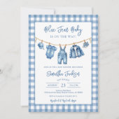 Faire-part de naissance bébé en denim de jean bleu (Devant)