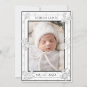 Faire-part de naissance bébé en toile noire (Devant)