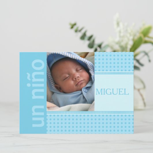 faire-part de naissance bébé espagnol (Debout devant)