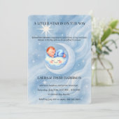 Faire-part de naissance Bébé étoile céleste aquare (Debout devant)