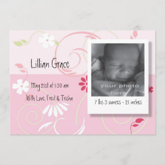 Faire-part de naissance Bébé Fille