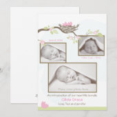 Faire-part de naissance - Bébé fille (Devant / Derrière)