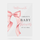 Faire-part de naissance bébé fille à ruban rose, B (Recto)