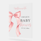 Faire-part de naissance bébé fille à ruban rose, B (Angle)