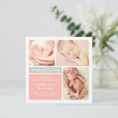 Faire-part de naissance bébé fille couleur bloc mo (Debout devant)