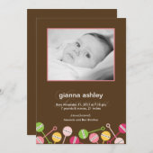 Faire-part de naissance bébé fille de rotin modern (Devant / Derrière)