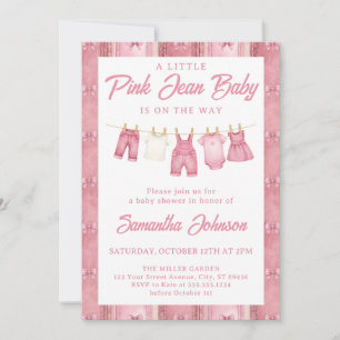 Faire-Part de Naissance Bébé Fille Jean Rose en De