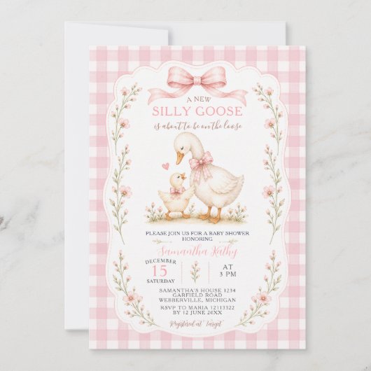 Faire-part de naissance Bébé Fille Oie Folle (Devant)