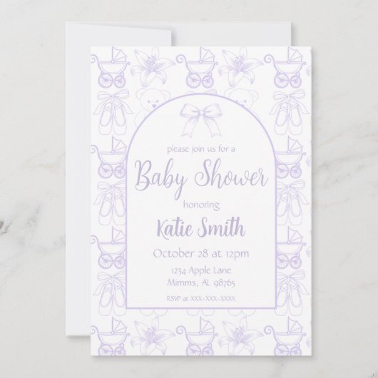 Faire-Part de Naissance Bébé Fille Violet (Devant)