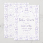 Faire-Part de Naissance Bébé Fille Violet (Devant / Derrière)