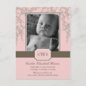 Faire-part de naissance Bébé Fleurs Adorables (Ros (Devant)