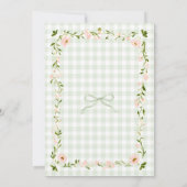 Faire-part de naissance bébé floral Gingham vert (Dos)