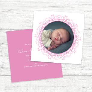Faire-part de naissance bébé floral rose élégant