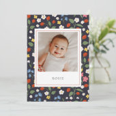 Faire-part de naissance Bébé fraises marine (Debout devant)