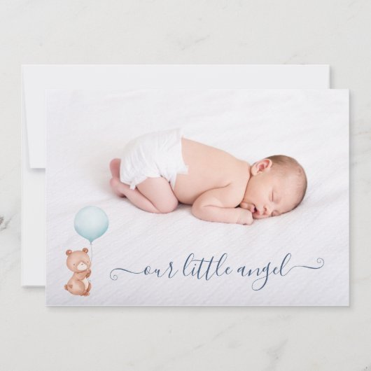 Faire-part de naissance bébé garçon (Dos)