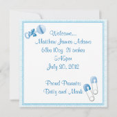 Faire-part de naissance bébé garçon (Dos)